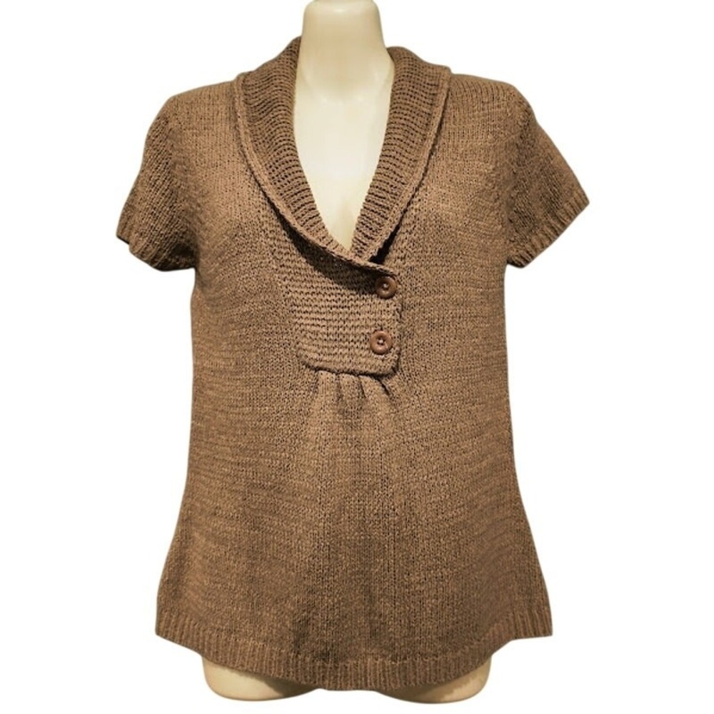 August Silk Cap Sleeve Summer Sweater, Beige, Size‎ S